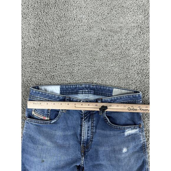 Diesel Thommer Jeans Mens 31 Blue Slim Skinny Distressed Denim Ripped Holes - Picture 9 of 15